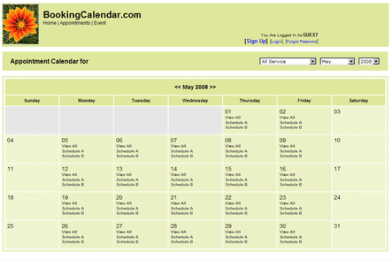 Simple Calendar Display Demo