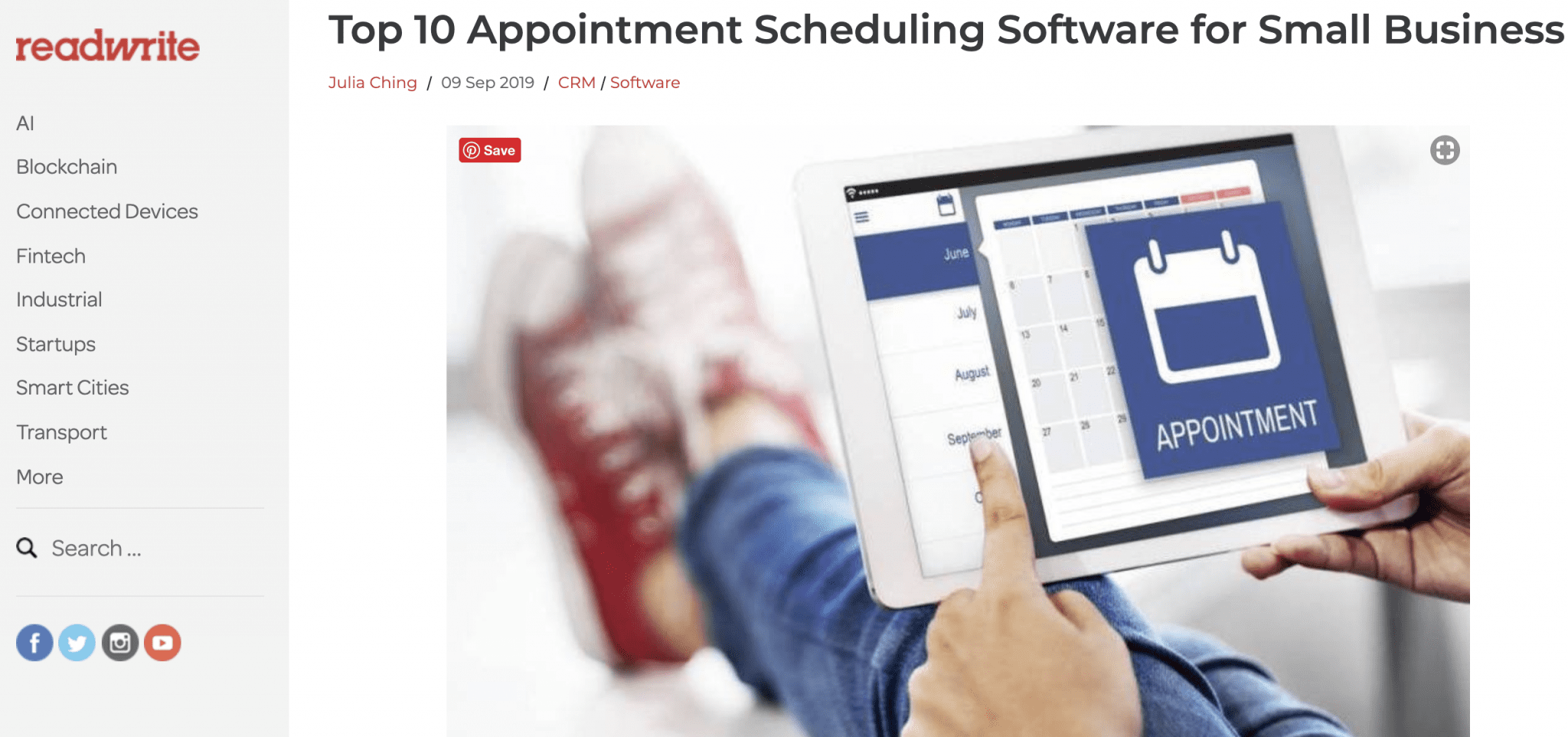 Appointment Recognized as Top Scheduling App For Small Business by ReadWrite